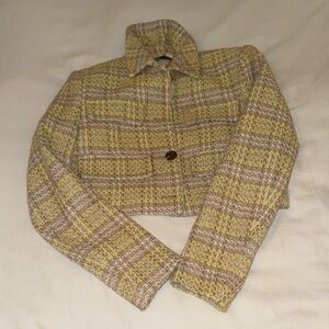 Zara Yellow and Brown Plaid Blazer